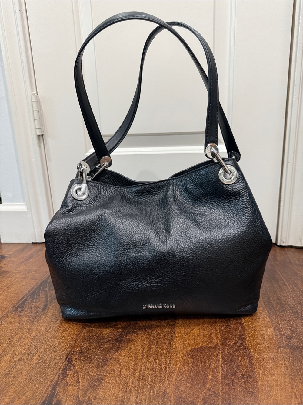 Michael Kors Black Pebbled Leather Double-Handle Shoulder Tote